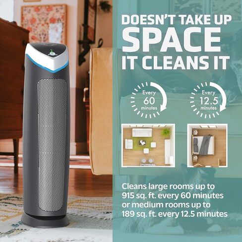 GermGuardian Air Purifier with Genuine HEPA 13 Pet Pure Filter, Removes 99.97% of Pollutants, Covers Large Rooms up to 915 Sq. ft. in 1 Hour, UV-C Light Helps Reduce Germs, 28", Black, AC5250PT in Saudi Arabia