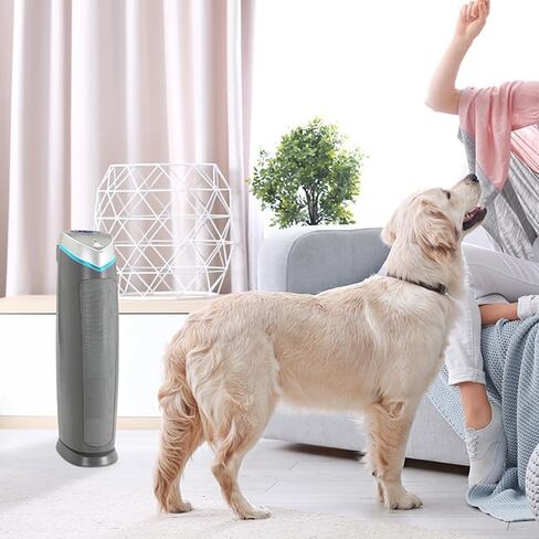 GermGuardian Air Purifier with Genuine HEPA 13 Pet Pure Filter, Removes 99.97% of Pollutants, Covers Large Rooms up to 915 Sq. ft. in 1 Hour, UV-C Light Helps Reduce Germs, 28", Black, AC5250PT in Saudi Arabia