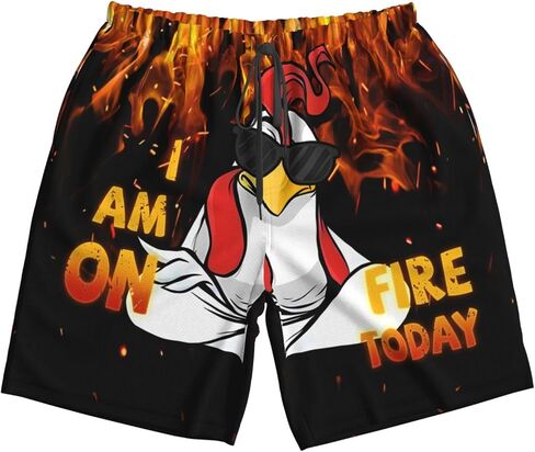 Mens Swim Trunks with Compression Liner Casual Funny Board Shorts Quick Dry Beach Swimwear with Pockets in Kuwait