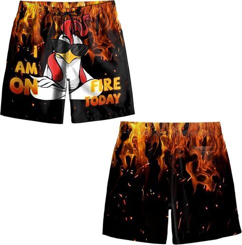 Mens Swim Trunks with Compression Liner Casual Funny Board Shorts Quick Dry Beach Swimwear with Pockets in Kuwait