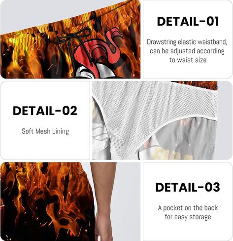 Mens Swim Trunks with Compression Liner Casual Funny Board Shorts Quick Dry Beach Swimwear with Pockets in Kuwait