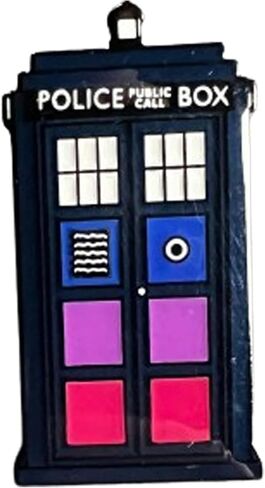 Rainbow Pride Police Box, Perfect Gift for Doctor Who Fans, Trans Tardis Pin, Transgender Pin, Transgender Day Gift, Inspired enamel pin, A police box with Pride colours in Saudi Arabia