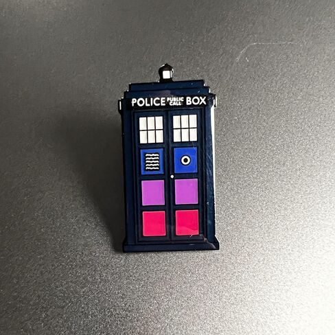 Rainbow Pride Police Box, Perfect Gift for Doctor Who Fans, Trans Tardis Pin, Transgender Pin, Transgender Day Gift, Inspired enamel pin, A police box with Pride colours in Saudi Arabia