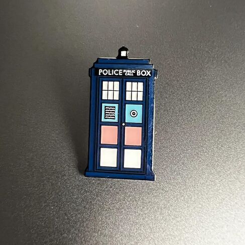 Rainbow Pride Police Box, Perfect Gift for Doctor Who Fans, Trans Tardis Pin, Transgender Pin, Transgender Day Gift, Inspired enamel pin, A police box with Pride colours in Saudi Arabia