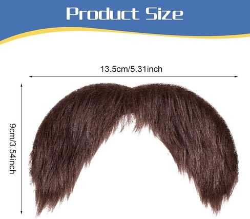Sibba Mustaches Self Adhesive Fake 2 Pcs DIY Self Sticky Beard Material Mustache Set Facial Hair Makeup Costumes Accessories Brown Simulation Beard for Costume and Halloween Festival Party in Saudi Arabia