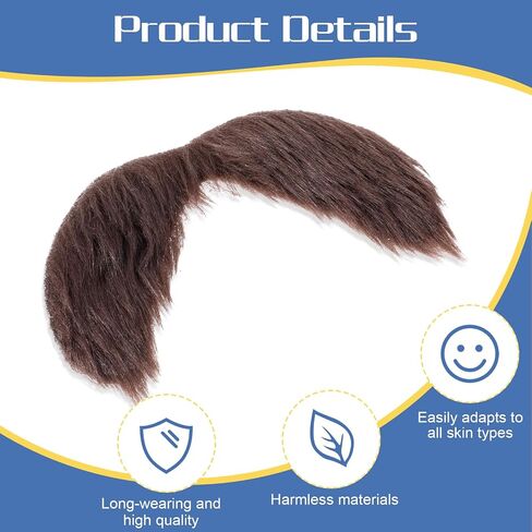 Sibba Mustaches Self Adhesive Fake 2 Pcs DIY Self Sticky Beard Material Mustache Set Facial Hair Makeup Costumes Accessories Brown Simulation Beard for Costume and Halloween Festival Party in Saudi Arabia