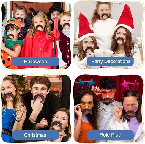 Sibba Mustaches Self Adhesive Fake 2 Pcs DIY Self Sticky Beard Material Mustache Set Facial Hair Makeup Costumes Accessories Brown Simulation Beard for Costume and Halloween Festival Party in Saudi Arabia