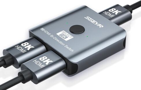 SGEYR HDMI 2.1 Switch, 8K HDMI Switcher 2 in 1 Out,HDMI Switch Selector,Aluminum HDMI Splitter Bi-Directional Ultra HD HDMI Switch,4K@120Hz,8K@60Hz,48Gbps, Compatible with PS5/4,Xbox,Roku (Black) in Kuwait