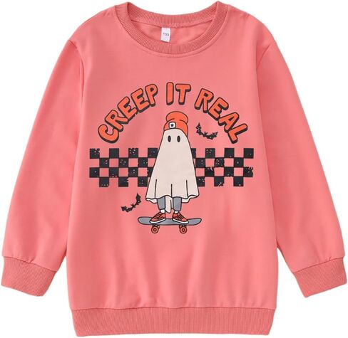 IZYJOY Creep It Real Halloween البلوز فتاة صبي متقلب شبح سكيت قميص الاطفال Crewneck موسم مخيف البلوز العلوي in Kuwait