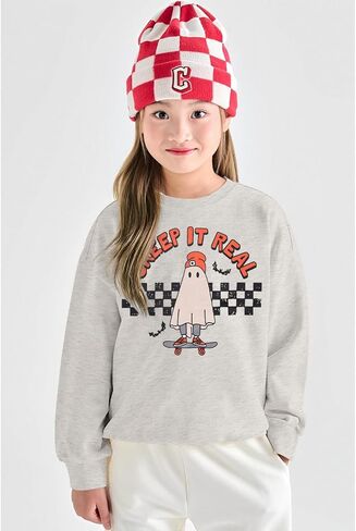 IZYJOY Creep It Real Halloween البلوز فتاة صبي متقلب شبح سكيت قميص الاطفال Crewneck موسم مخيف البلوز العلوي in Kuwait
