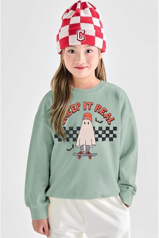 IZYJOY Creep It Real Halloween البلوز فتاة صبي متقلب شبح سكيت قميص الاطفال Crewneck موسم مخيف البلوز العلوي in Kuwait