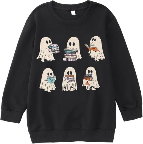 CM C&M WODRO Kids Halloween Crewneck Sweatshirts Boy Girl Ghost Graphic Pullover Tops Cute Spooky Season Long Sleeve Shirt in Kuwait