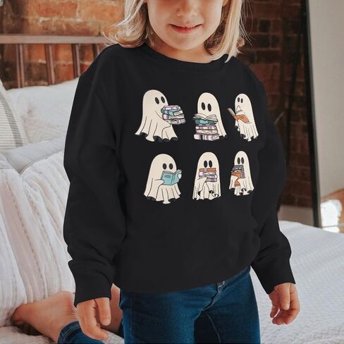 CM C&M WODRO Kids Halloween Crewneck Sweatshirts Boy Girl Ghost Graphic Pullover Tops Cute Spooky Season Long Sleeve Shirt in Kuwait