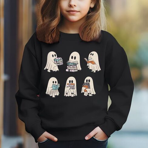 CM C&M WODRO Kids Halloween Crewneck Sweatshirts Boy Girl Ghost Graphic Pullover Tops Cute Spooky Season Long Sleeve Shirt in Kuwait