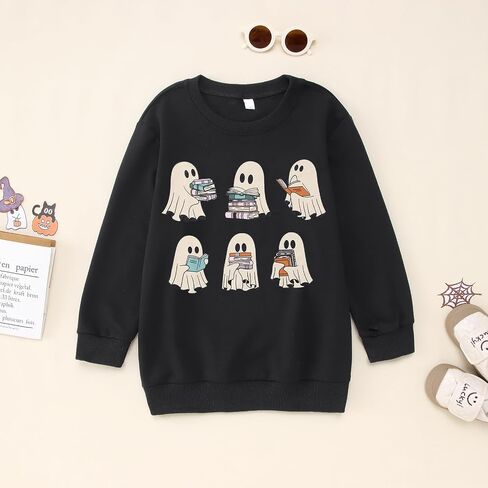 CM C&M WODRO Kids Halloween Crewneck Sweatshirts Boy Girl Ghost Graphic Pullover Tops Cute Spooky Season Long Sleeve Shirt in Kuwait