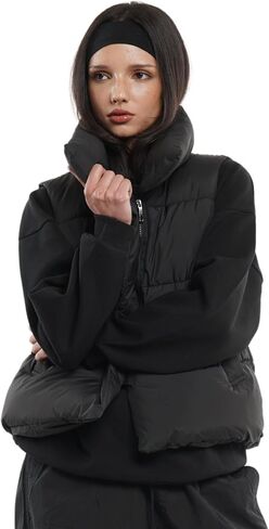 Women's Puffer Vest, Sleeveless Bubble Winter Vests Outerwear with Pockets, Casual Versatile Padded Warm Puffy Gilet in Kuwait