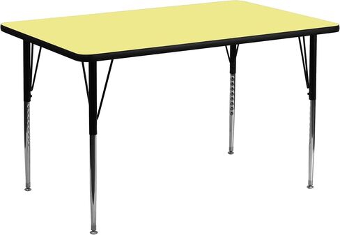 Flash Furniture 30''W x 60''L Rectangular Yellow Thermal Laminate Activity Table - Standard Height Adjustable Legs in Saudi Arabia