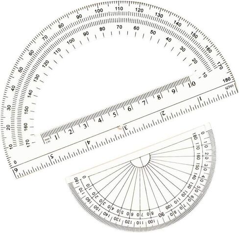 Leline's Plastic Protractor 180 Degree, 2pcs Student Math Protractors 4-inch and 6-inch Long, Clear in Saudi Arabia