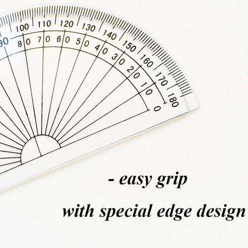 Leline's Plastic Protractor 180 Degree, 2pcs Student Math Protractors 4-inch and 6-inch Long, Clear in Saudi Arabia