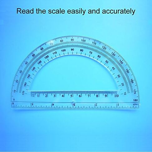 Leline's Plastic Protractor 180 Degree, 2pcs Student Math Protractors 4-inch and 6-inch Long, Clear in Saudi Arabia
