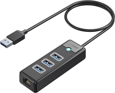 ORICO USB Hub Ethernet, 4 Port USB 3.0 Hub, USB-A to Gigabit Ethernet Adapter with 3 USB 3.0 Hub for Laptop, USB Hub 3.0 with RJ45 10/100/1000 Gigabit -PW3UR-05 (White) in Kuwait