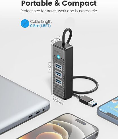 ORICO USB Hub Ethernet, 4 Port USB 3.0 Hub, USB-A to Gigabit Ethernet Adapter with 3 USB 3.0 Hub for Laptop, USB Hub 3.0 with RJ45 10/100/1000 Gigabit -PW3UR-05 (White) in Kuwait