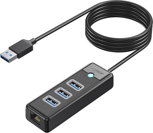ORICO USB Hub Ethernet, 4 Port USB 3.0 Hub, USB-A to Gigabit Ethernet Adapter with 3 USB 3.0 Hub for Laptop, USB Hub 3.0 with RJ45 10/100/1000 Gigabit -PW3UR-05 (White) in Kuwait