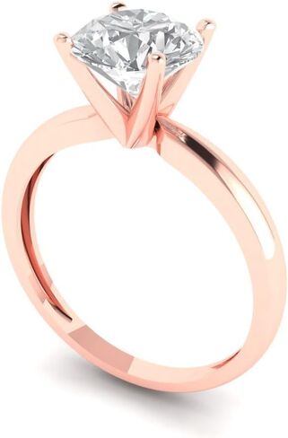 Clara Pucci Yellow/Rose/White 14k Solid Gold Solitaire anniversary Engagement Promise Bridal Ring - 1.5Ct Round Cut Simulated Diamond in Saudi Arabia