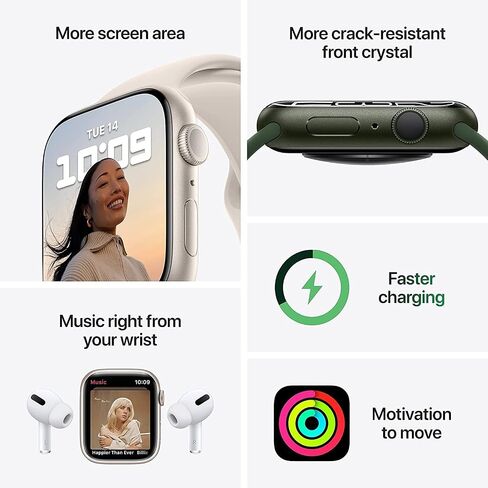 Apple Watch Series 7 (نظام تحديد المواقع + شبكة خلوية، 41 ملم) - هيكل أزرق من الألومنيوم مع حزام رياضي باللون الأزرق Abyss (إصدار Premium متجدد) in Kuwait