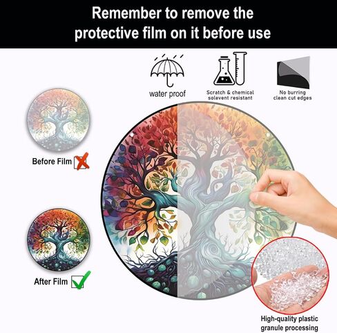 Generic 11.8 Inches Large Tree of Life Acrylic Window Hanging Decor Stained Glass Panels Wall Art Mural for Bedroom Garden Wall Decoration Suncatcher Gift for Mom Grandma Teacher in Saudi Arabia