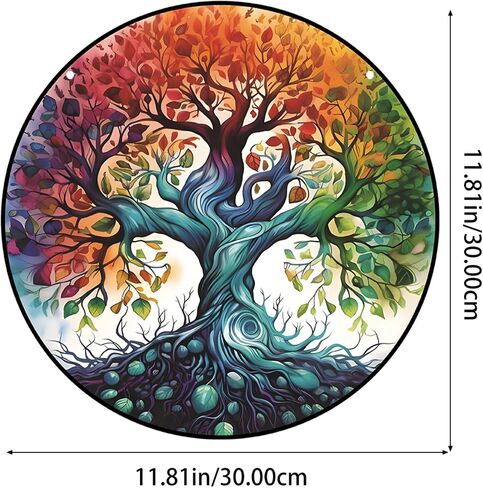 Generic 11.8 Inches Large Tree of Life Acrylic Window Hanging Decor Stained Glass Panels Wall Art Mural for Bedroom Garden Wall Decoration Suncatcher Gift for Mom Grandma Teacher in Saudi Arabia