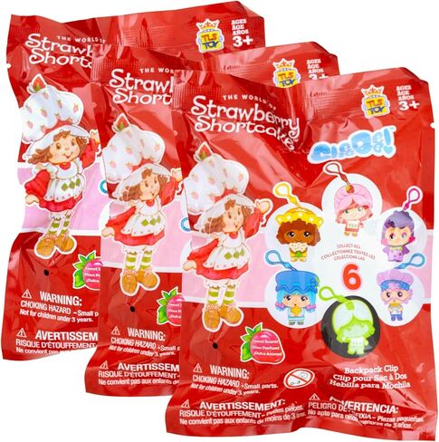 The Loyal Subjects Strawberry Shortcake Mystery Blind Bag 2.5-inch Cheebee Keychain Figure 3-Pack - Receive 3 Mystery Blind Bag Cheebee Keychain/Backpack/Clip-on Figures in Saudi Arabia
