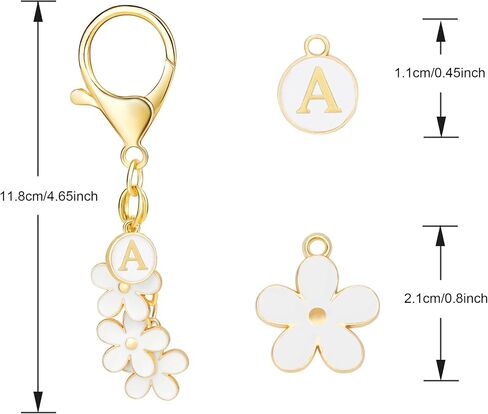 Cute Initial Keychain Pink White Flower Charms for Keys Letter Keyring for Women Purse Handbag in Saudi Arabia