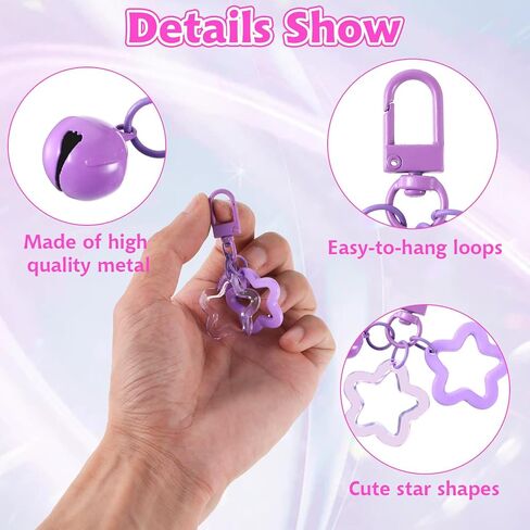 5Pcs Star Keychains for Women, Cute Stars Bell Keychains Colorful Acrylic Stars Charms Key Chain Star Pendant Keyring with Clip Keys Accessories for Car Keys Bag Keychain Camera Pendants in Saudi Arabia