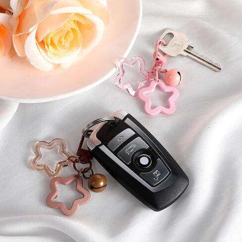 5Pcs Star Keychains for Women, Cute Stars Bell Keychains Colorful Acrylic Stars Charms Key Chain Star Pendant Keyring with Clip Keys Accessories for Car Keys Bag Keychain Camera Pendants in Saudi Arabia