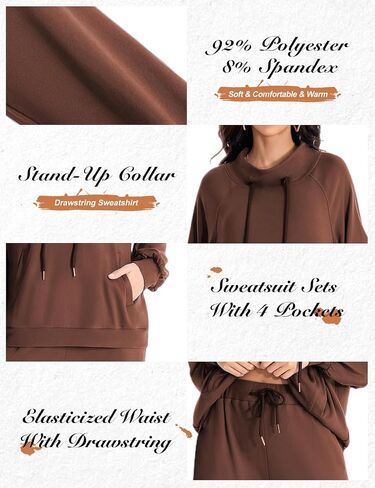 2 Piece Sets for Women 2024 Fall Lounge Outfits Sweatsuit Sets Oversized Sweatshirt Wide Leg Sweatpants Tracksuit in Saudi Arabia
