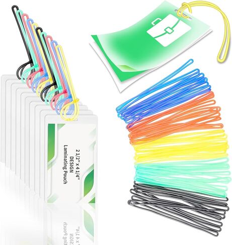 100 Pack 5 Mil Laminating Pouch with Clear Loop 2 1/2" x 4 1/4" Luggage Tag Laminating Pouches with Slot Hole Thermal Laminate Pouch Tags Kit Resealable for Work Permits Pass Cards Student ID Cards in Saudi Arabia