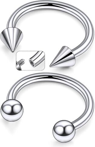 F136 Titanium 16/14/12/8/4/2g Septum Ring Gauge Earrings Lip Rings Prince Albert Jewelry Internally Threaded Horseshoe Hoop Piercings in Saudi Arabia
