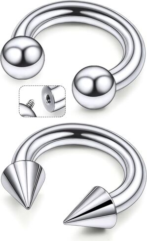 F136 Titanium 16/14/12/8/4/2g Septum Ring Gauge Earrings Lip Rings Prince Albert Jewelry Internally Threaded Horseshoe Hoop Piercings in Saudi Arabia