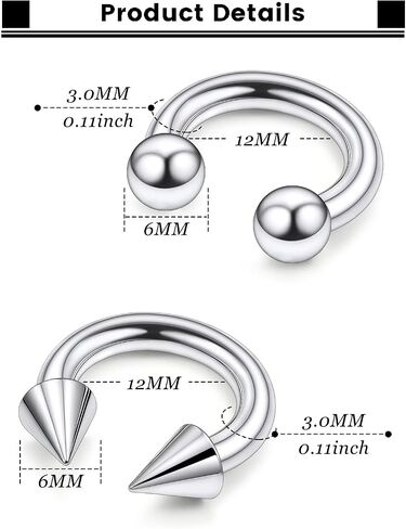 F136 Titanium 16/14/12/8/4/2g Septum Ring Gauge Earrings Lip Rings Prince Albert Jewelry Internally Threaded Horseshoe Hoop Piercings in Saudi Arabia