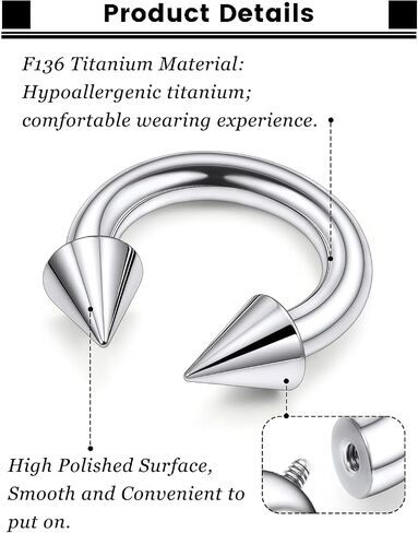 F136 Titanium 16/14/12/8/4/2g Septum Ring Gauge Earrings Lip Rings Prince Albert Jewelry Internally Threaded Horseshoe Hoop Piercings in Saudi Arabia