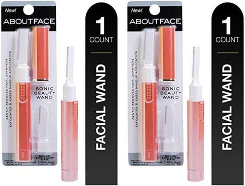 Kai About Face Sonic Beauty Wand with Bonus Eyebrow Shaper; Battery Operated Face Hair Remover; Face, Chin, & Lip Hair Remover, Face Hair Remover Tool for Women, Epilator for Men & Women (Pack of 2) in Kuwait