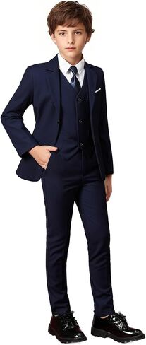 Yanlu 5 Piece Boy's Formal Suits Jacket+Vest+Pants+Shirt+Tie Kids Tuxedos 7 Colors in Saudi Arabia