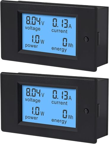 2 Pack DC 6.5-100V 0-20A LCD Display Digital Ammeter Voltmeter Multimeter Current Voltage Power Energy Battery Monitor Amperage Meter Gauge in Saudi Arabia