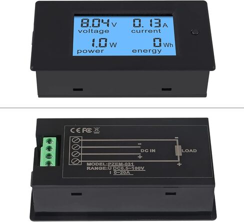 2 Pack DC 6.5-100V 0-20A LCD Display Digital Ammeter Voltmeter Multimeter Current Voltage Power Energy Battery Monitor Amperage Meter Gauge in Saudi Arabia