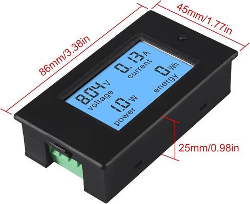 2 Pack DC 6.5-100V 0-20A LCD Display Digital Ammeter Voltmeter Multimeter Current Voltage Power Energy Battery Monitor Amperage Meter Gauge in Saudi Arabia