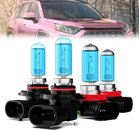 Headlights Fit For 2016 2017 2018 Toyota RAV4 Halogen Headlight Bulbs,9012 High/Low Beam Headlights + h11 Fog Light Bulbs front bulb bright light Halogens combo,Plug And Play,Pack of 4 in Saudi Arabia