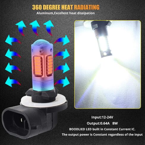 AC/DC9-30V 1200LM 881 889 886 894 896 مصابيح LED للضباب فائقة السطوع 4014 30-SMD رقائق LED بديلة لأضواء الضباب أو مصابيح DRL، 6000K-6500K، زينون أبيض (عبوتان) in Kuwait