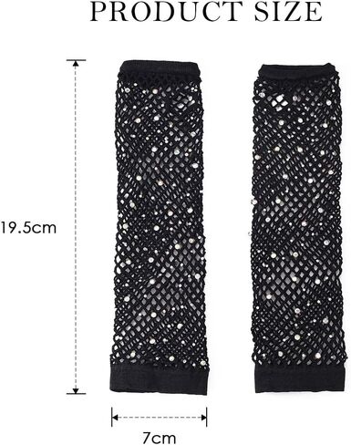 Rhinestone Fingerless Gloves Fishnet Gloves Mesh Elastic Arm Sleeves Theme Party Gloves for Women and Girls in Kuwait