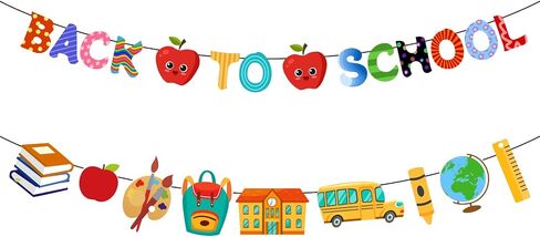 Back to School Banner Back to School Decorations, 2 Strings First Day of School Banner for Welcome Back to School Decorations, Back to School Sign Backdrop, Welcome Back to School Hanging Decor in Saudi Arabia